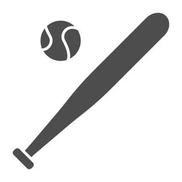 Baseball bat and ball solid icon. Sport equipment vector illustration isolated Stock Illustration