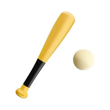 Baseball bat and ball vector illustration isolated on white background. Stock Illustration