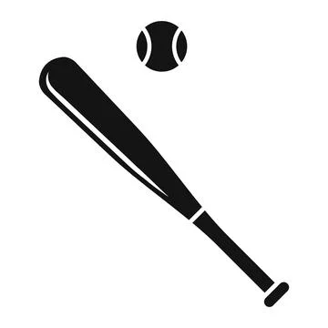 Baseball bat and softball icon in flat style. Stock Illustration