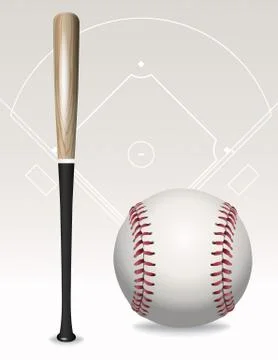 Baseball bat, ball, field elements Stock Illustration