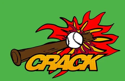 Baseball bat breaking impact with loud crack sound Stock Illustration
