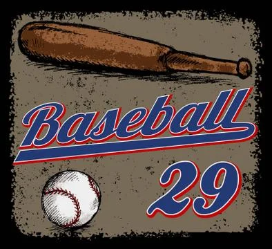 Baseball bat equipment grunge vector or illustration sport print Stock Illustration