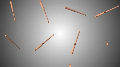 Baseball Bat Falling on a Grey Background. 3D Baseball Bat. 4K Stock Footage 282155776