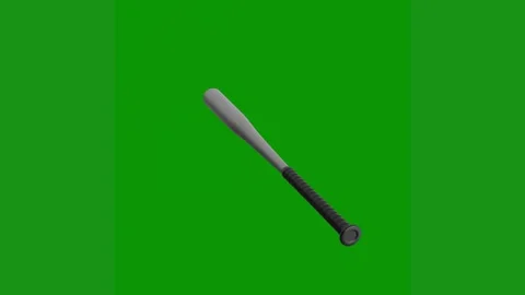 Baseball bat green background screen knife pencil white ball middle green screen Stock Footage 314064786
