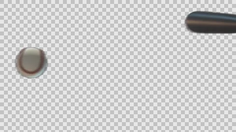 BASEBALL BAT hitting the BALL. 3 very useful TRANSITIONS. ALPHA CHANNEL Stock Footage 64074961