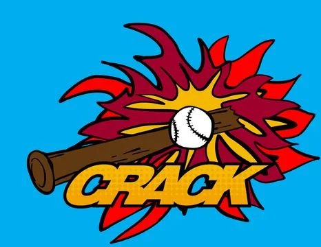 Baseball bat hitting ball creating comic book pop art explosion Stock Illustration
