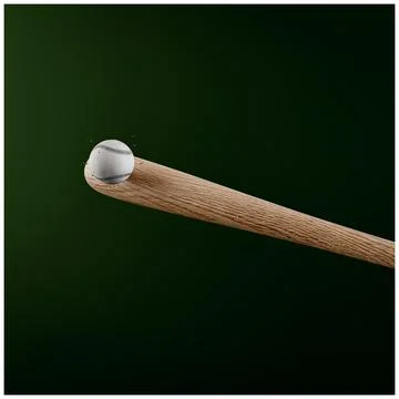 Baseball bat hitting a ball isolated on green background Stock Illustration