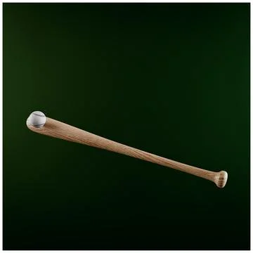 Baseball bat hitting a ball isolated on green background Stock Illustration