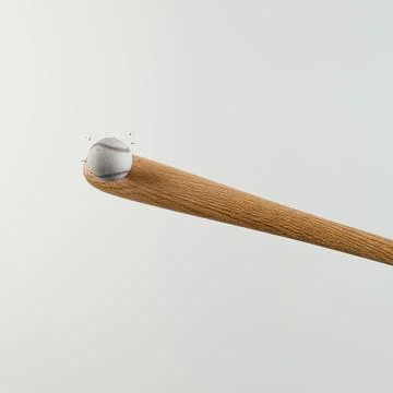 Baseball bat hitting a ball isolated on white background Stock Illustration