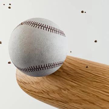 Baseball bat hitting a ball isolated on green background Stock Illustration