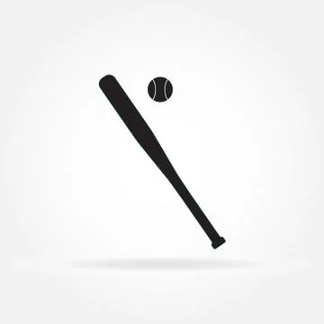 Baseball bat icon with baseball ball. Vector illustration. Stock Illustration
