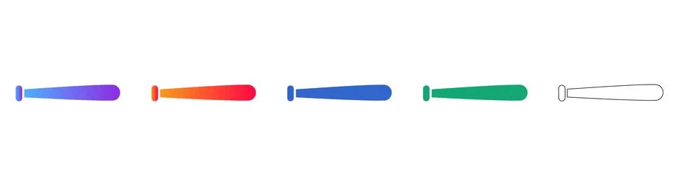 Baseball Bat Icon Set in Gradient and Outline Styles Stock Illustration