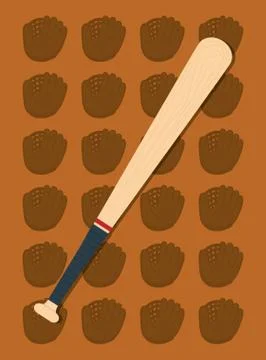Baseball bat leather glove Stock Illustration