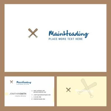 Baseball bat Logo design with Tagline &amp; Front and Back Busienss Card Template Stock Illustration