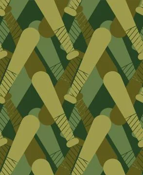 Baseball bat  military pattern seamless. Sports stick  Khaki soldiery texture Stock Illustration