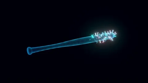 Baseball Bat with nails hologram Rotating Stock Footage 154835527