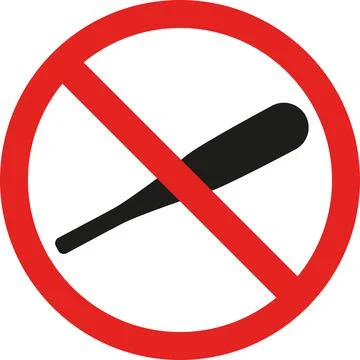 Baseball bat prohibited sign. Stock Illustration