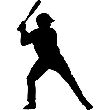 Baseball bat silhouette ready to swing. Sports action illustration for desi.. Stock Illustration