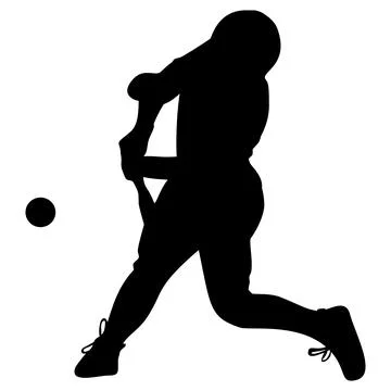Baseball bat silhouette ready to swing. Sports action illustration for desi.. Stock Illustration