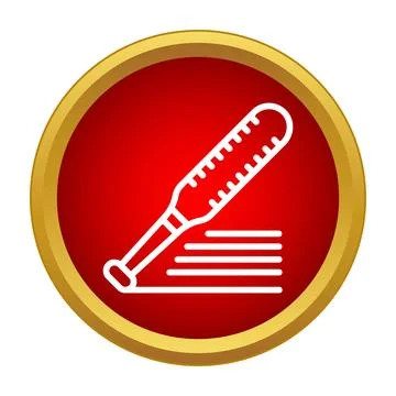 Baseball bat striking lines icon on red button Stock Illustration