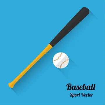 Baseball bats and ball icon, flat vector illustration Stock Illustration