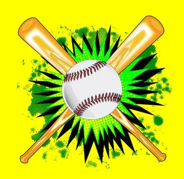 Baseball Bats And Ball Splash Stock Illustration
