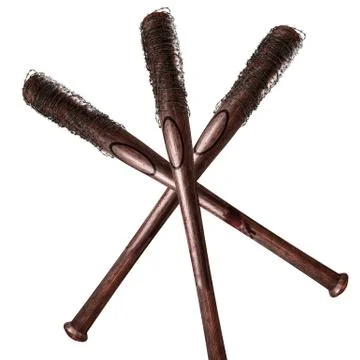 Baseball bats with barbed wire Stock Illustration