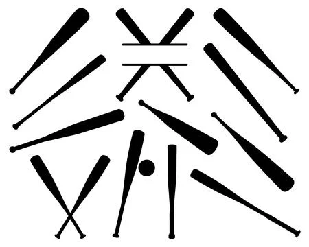 BASEBALL BATS SILHOUETTE VECTOR ART Illustrazione stock