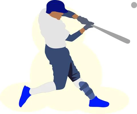 Baseball Batter Hitting Ball with Bat for Home Run Stock Illustration