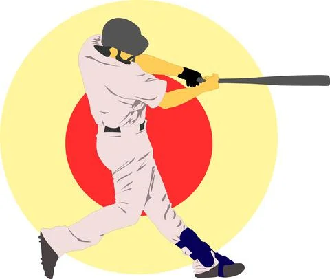 Baseball Batter Hitting Ball with Bat for Home Run Stock Illustration