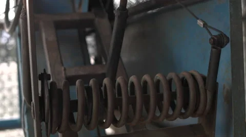 Baseball Batting Cage Pitching Machine. Close Up. Stock Footage 58359947