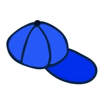 Baseball blue cap flat template side view isolated Stock Illustration