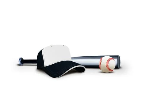 Baseball cap with bat and ball Stock Photos