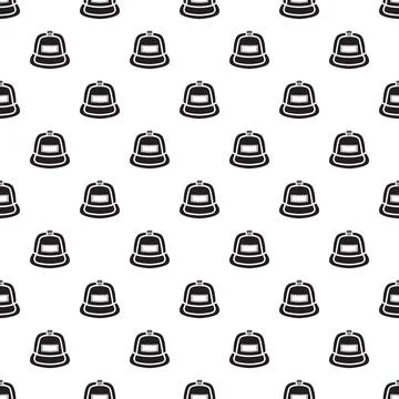 Baseball cap black and white repeating seamless pattern Stock Illustration