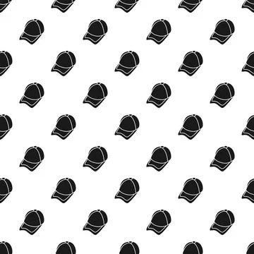 Baseball cap black outlines creating seamless pattern イラスト素材