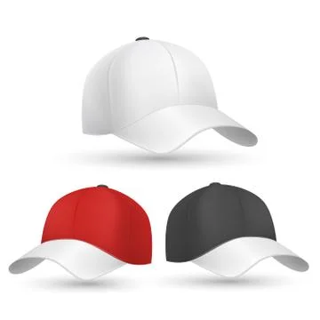 Baseball cap black, white and red vector templates Illustrazione stock
