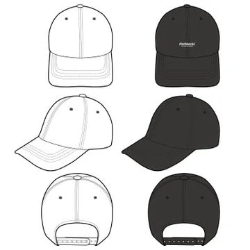 Baseball Cap Fashion flat vector mockup design  스톡 일러스트