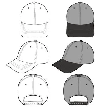 Baseball Cap Fashion flat vector mockup design  Illustrazione stock