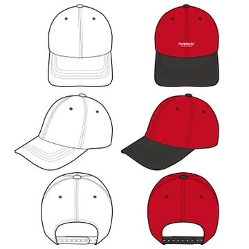 Baseball Cap Fashion flat vector mockup design  Stock Illustration