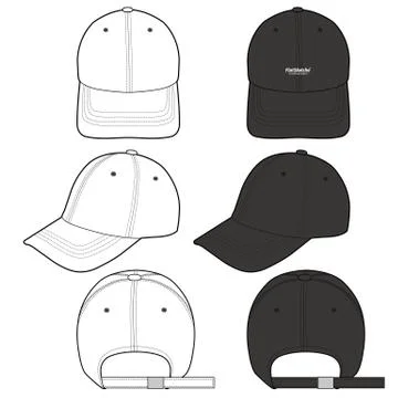 Baseball Cap Fashion flat vector mockup design  Stock Illustration