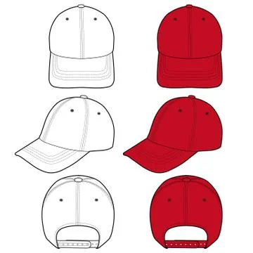 Baseball Cap Fashion flat vector mockup design  Illustrazione stock