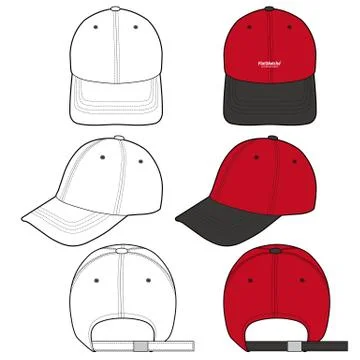 Baseball Cap Fashion flat vector mockup design  Stock Illustration