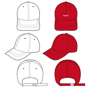 Baseball Cap Fashion flat vector mockup design  Stock Illustration