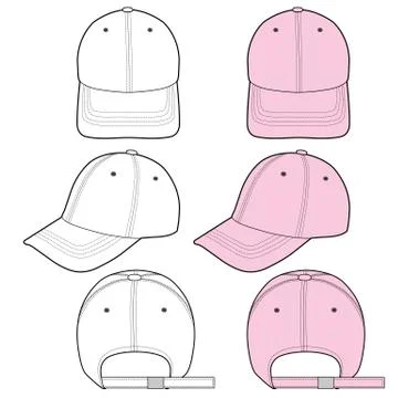 Baseball Cap Fashion flat vector mockup design  Stock Illustration