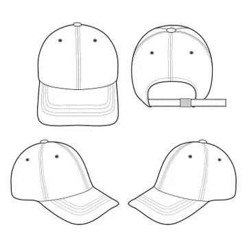 Baseball Cap Fashion flat vector mockup design  Stock Illustration
