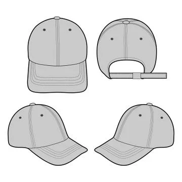 Baseball Cap Fashion flat vector mockup design  Stock Illustration