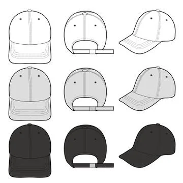 Baseball Cap Fashion flat vector mockup design  Stock Illustration