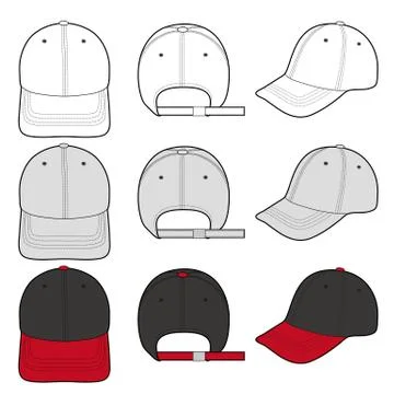 Baseball Cap Fashion flat vector mockup design  Stock Illustration