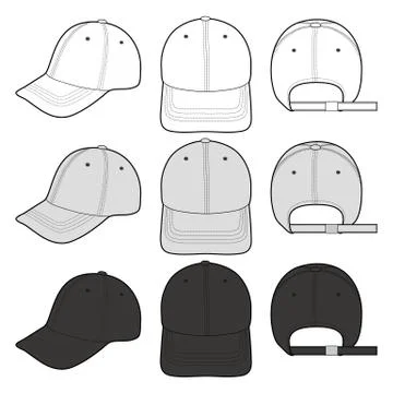 Baseball Cap Fashion flat vector mockup design  Stock Illustration