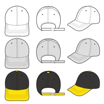 Baseball Cap Fashion flat vector mockup design  Stock Illustration